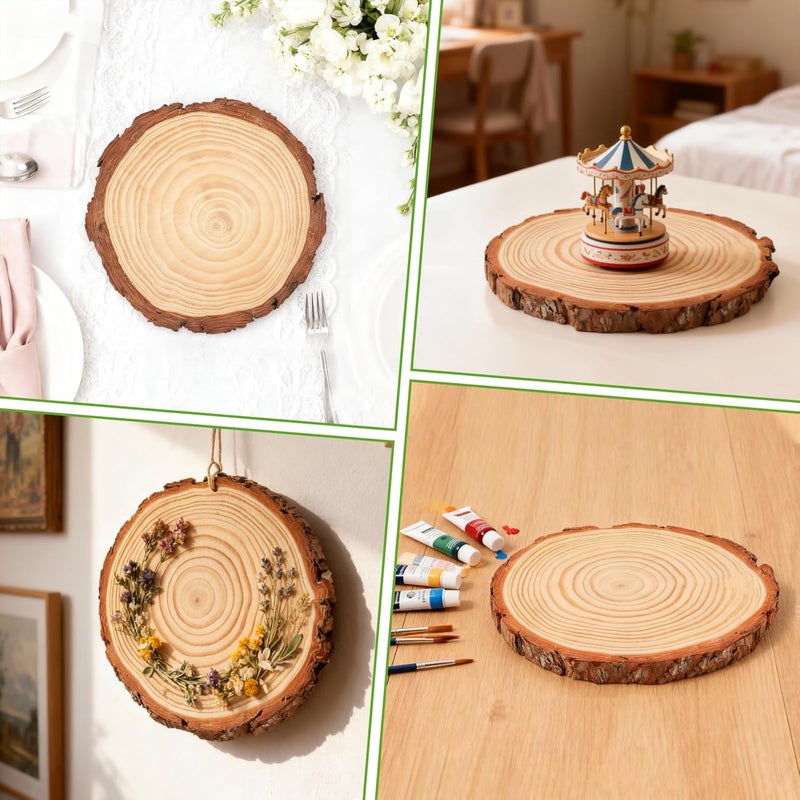 FSWCCK 10 Pack Nature Unfinished Round Wood Slices, 7-7.8 Inches Wooden Circle, Large Wood Slabs for Weddings Centerpieces Decor and DIY Painting Crafts (7"-7.8") - Image 5